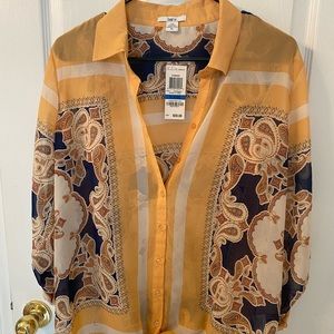 Women’s sheer tie front blouse.  NWT